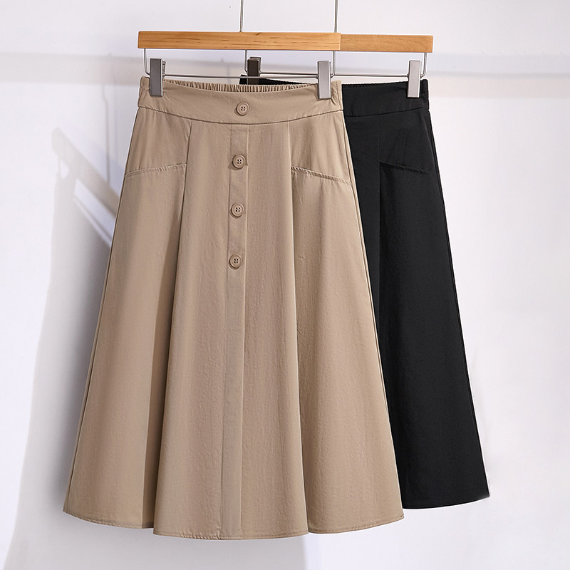 2023夏季新款半身裙女时尚显瘦简约通勤a字裙中长款百褶休闲裙子