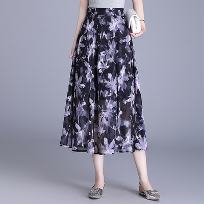 花色大摆裙女A字裙中长裙