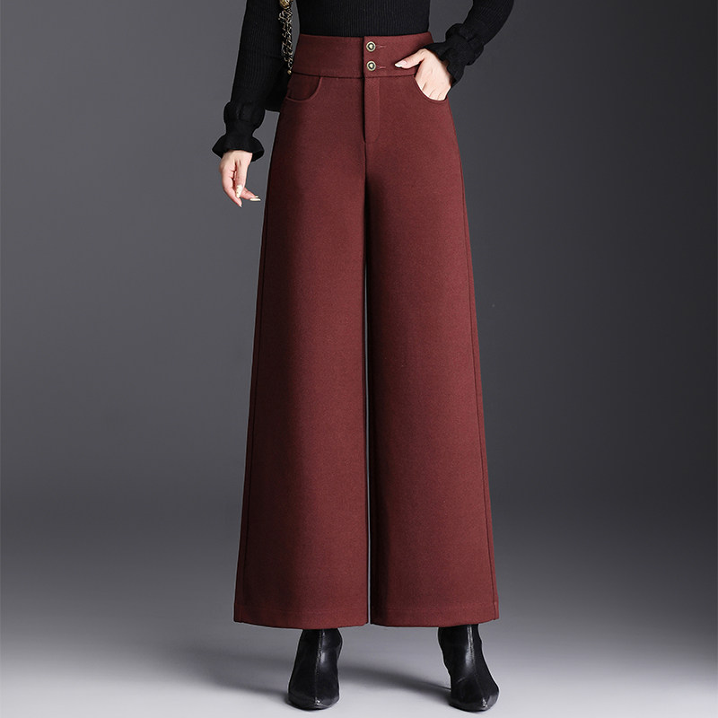 气质宽松毛呢阔腿裤女秋冬2025新款高腰垂感显瘦通勤长裤休闲裤子