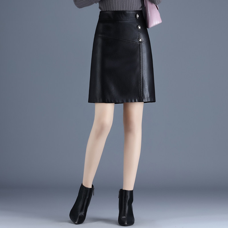 皮裙半身裙春秋女2022新款显瘦a字包臀裙高腰pu皮短裙时尚一步裙