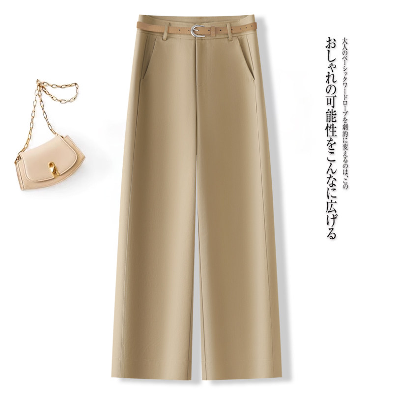 时尚显瘦直筒阔腿裤女春季2026新款卡其色九分西装裤通勤风休闲裤