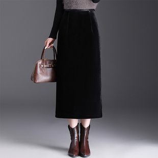 2025秋冬新款金丝绒半身裙中长款小个子时尚洋气直筒包臀裙女裙子