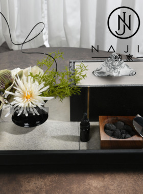 罗曼提海派中古风创意花艺黑洞石纸巾盒摆件样板间客厅茶几售楼处