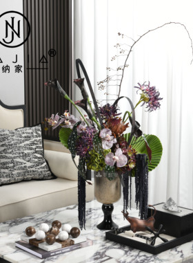 罗曼提海派中古风格创意花艺饰品大理石棋盘样板间客厅茶几售楼处