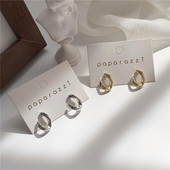 韩国小巧精致弯钩复古耳钉个性 百搭金属感简约时尚 少女耳环B530