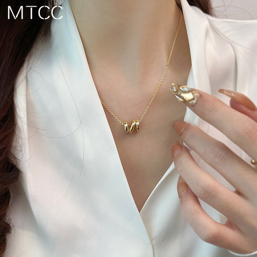 棉条虫金色多层波浪形项链女