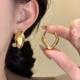 金属素圈耳环女小众设计金色不规则耳钉气质几何耳圈耳扣韩式 耳饰