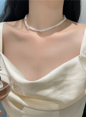 choker珍珠法式复古赫本风颈链