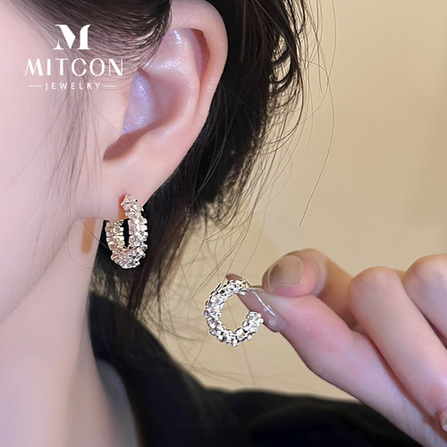 棉条虫法式合金女c形耳环