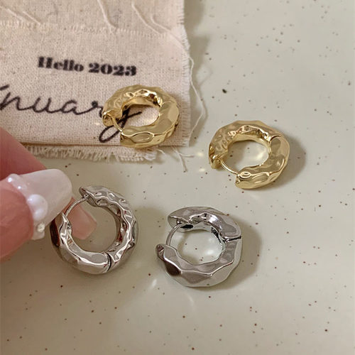 棉条虫合金女金属肌理质感小耳圈