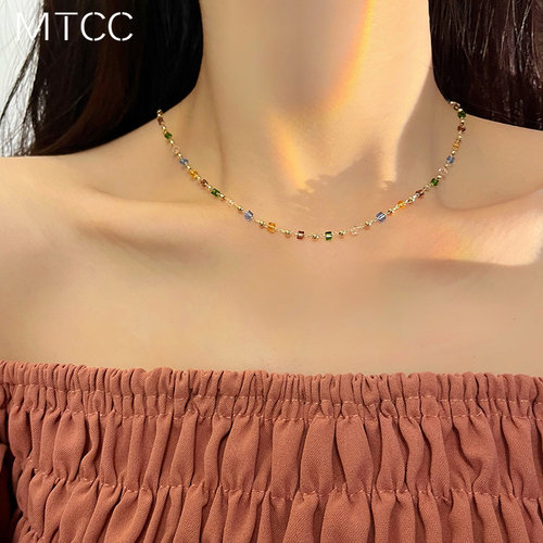 棉条虫树脂女彩色水晶项链