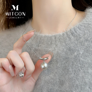 珍珠项链女小众百搭竹节颈链锁骨链简约蛇骨链新款2024爆款毛衣链