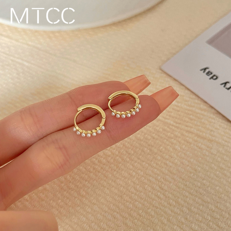 简约小巧珍珠耳圈2022年新款女