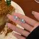 珍珠耳钉耳环女法式 小众设计感小巧滴釉气质简约浅蓝花瓣花朵耳饰