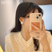 S925银针韩代fever同款 复古珍珠贝母耳环韩国ins网红气质耳钉女