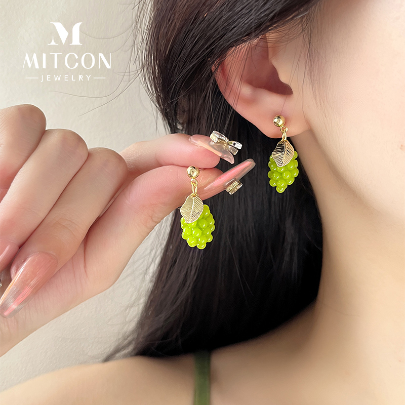 棉条虫日韩合金女青提葡萄耳环