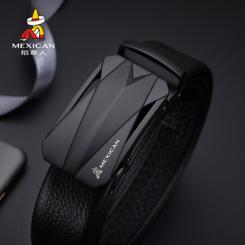 稻草人皮带男真皮自动扣韩版个性潮流时尚百搭腰带学生年轻人休闲