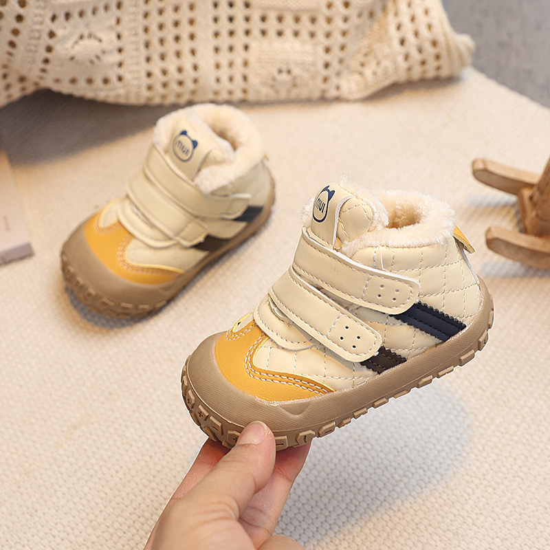 冬季宝宝加绒棉鞋防滑软底男女童