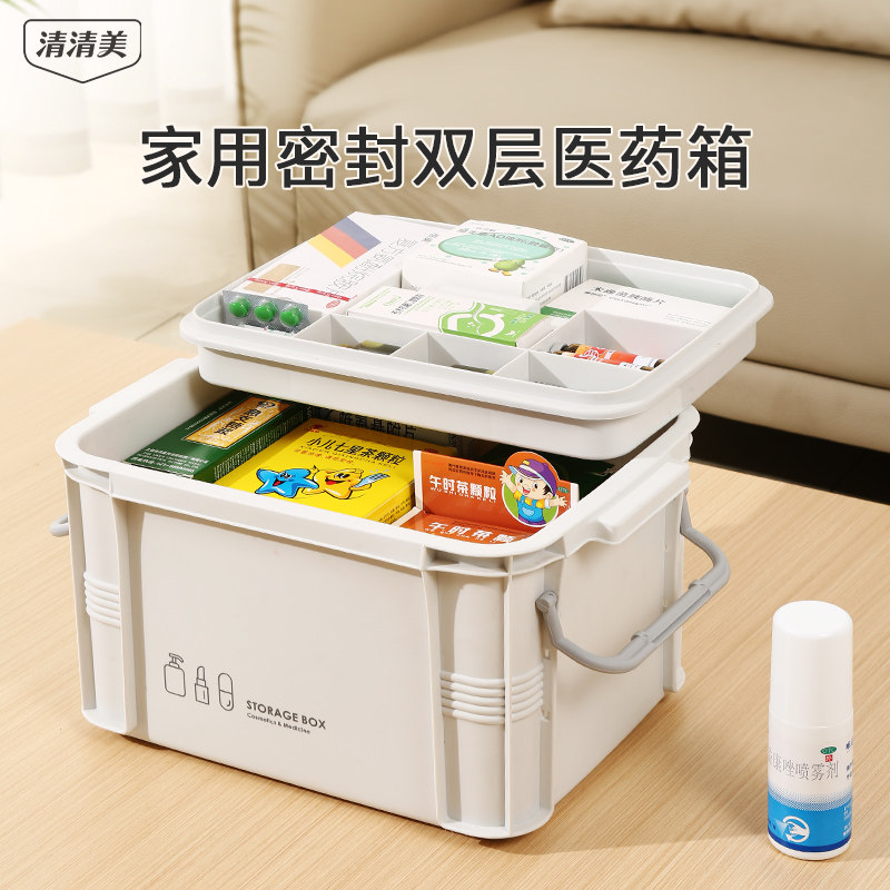 清清美药箱家庭装大容量医药箱药物收纳盒药品收纳箱急救医疗箱