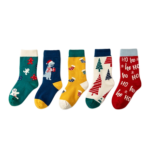 「圣诞限定」儿童秋冬季无骨袜子纯棉婴儿潮男女童宝宝冬款中长筒