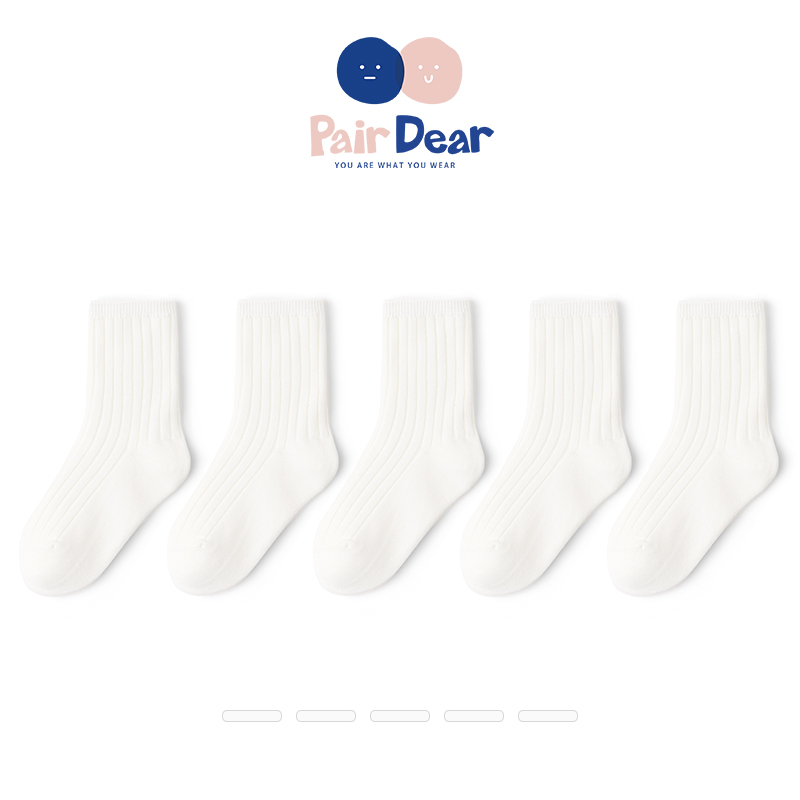 「学校用100%棉」纯白秋冬季袜子