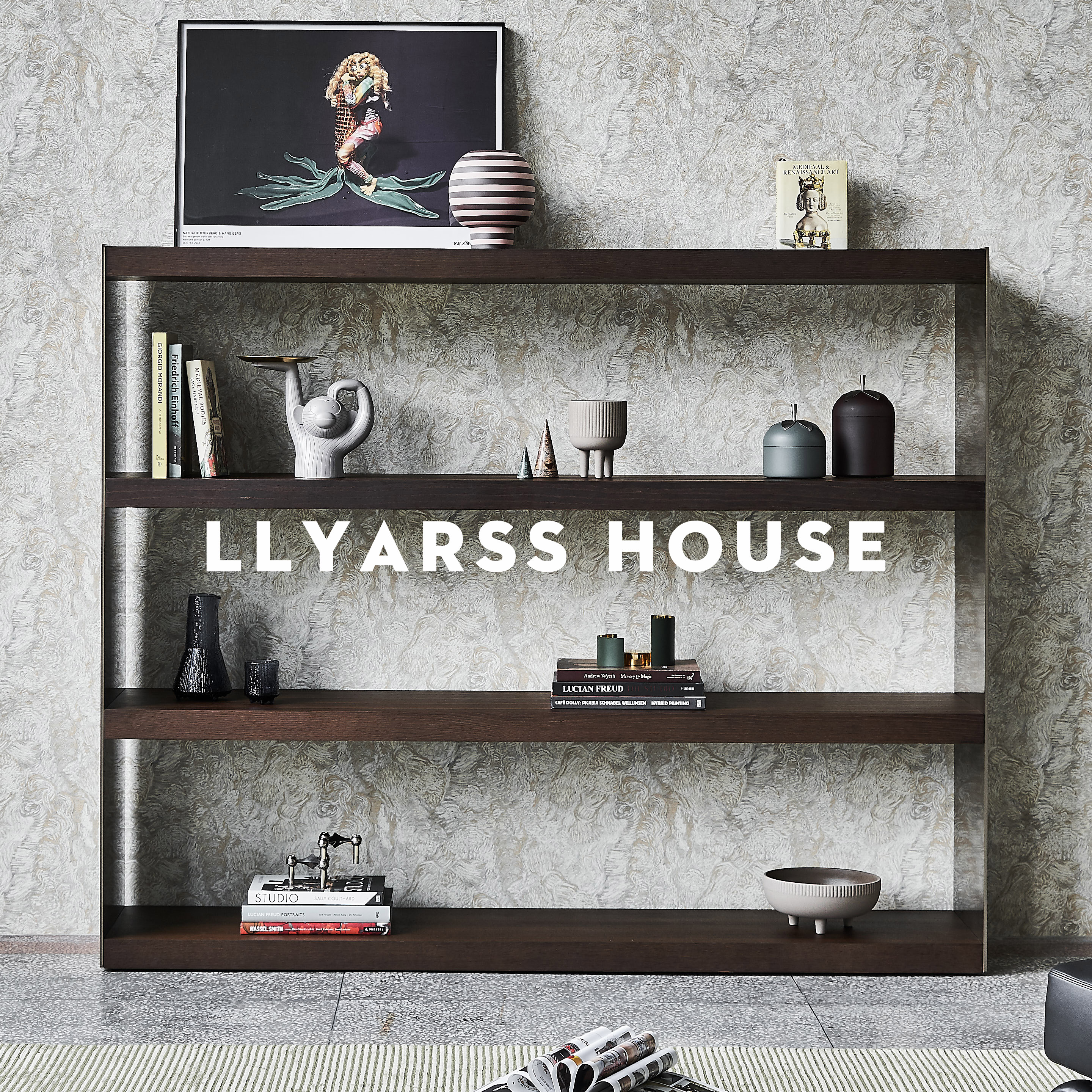 利亚斯书架意式极简烟熏橡木