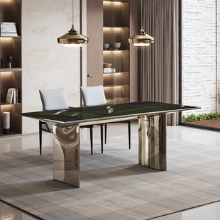 LLYARSS利亚斯奢石餐桌长方形餐桌意式极简天然大理石餐桌轻奢