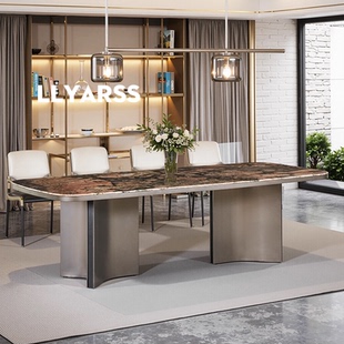 LLYARSS利亚斯奢石餐桌长方形餐桌意式极简天然大理石餐桌轻奢