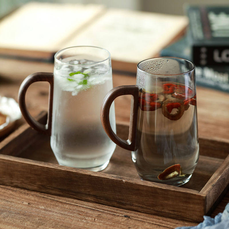 加厚茶杯办公室泡茶杯耐高温家用大水杯大容量防爆玻璃杯子厚木把