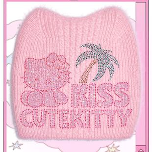 Dar1ng猫耳针织毛绒帽秋冬保暖加厚软糯长绒大头围显脸小毛线帽