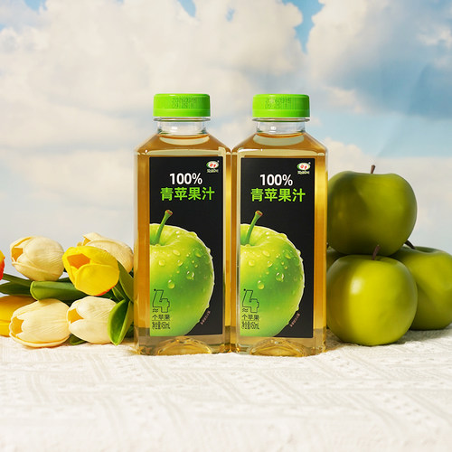牵手果汁饮料青苹果100%果汁450ml*15瓶果汁整箱