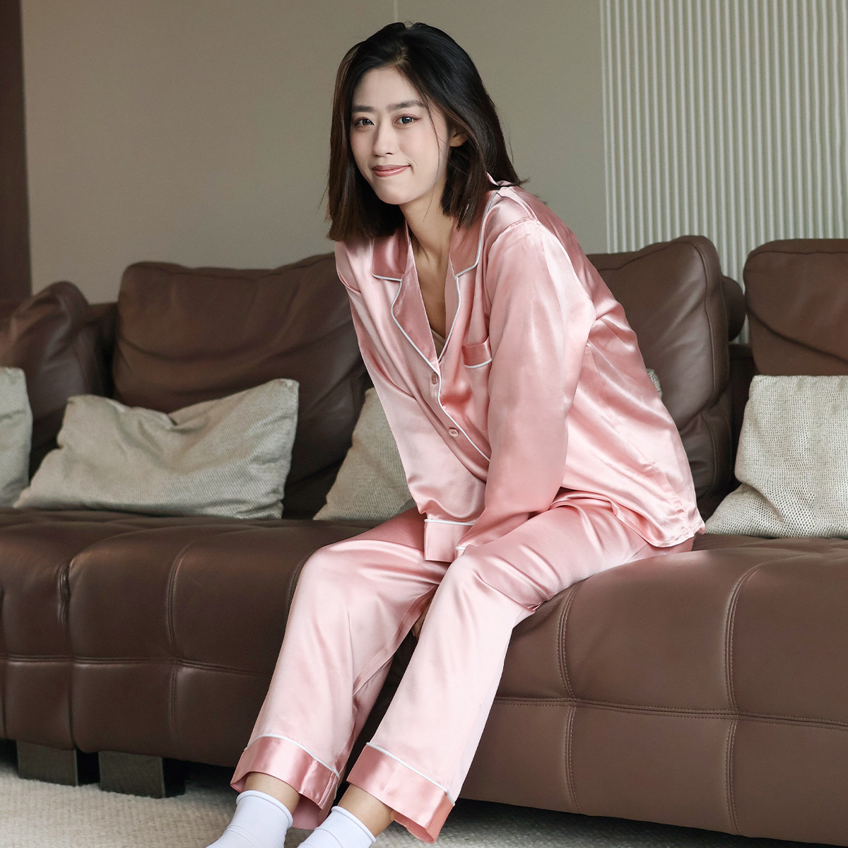 30姆米重磅真丝睡衣女春夏季丝绸长袖高级感家居服100%桑蚕丝套装