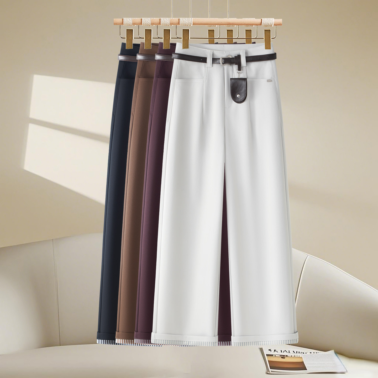 2025年新款秋冬高腰显瘦直筒裤女宽松休闲阔腿长裤拖地裤百搭洋气