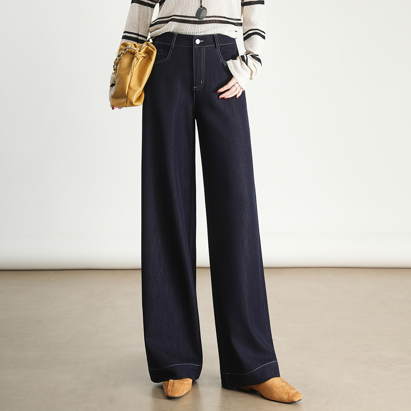 垂感显瘦拖地裤秋冬高腰显瘦直筒裤女宽松休闲阔腿长裤复古牛仔裤