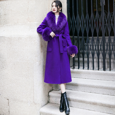 羊毛中长款韩版狐狸毛领呢子外套