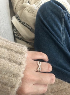 售完无补 现货To Vesper韩国代购encens 猪鼻子链条戒指 博主同款