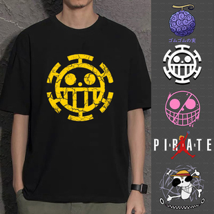 跨境ONEPIECE海贼王周边短袖T恤纯棉路飞索隆卡通日漫夏百搭上衣