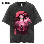 动漫日漫Demon Slayer鬼灭之刃祢豆子炭治郎水洗短袖 T恤原宿宽松