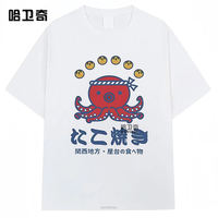 Osaka T-shirt, Osaka Dotonbori Drunken Octopus, Black Gate Fish Market Pufferfish theme short-sleeved T-shirt, 1990s thumbnail 8