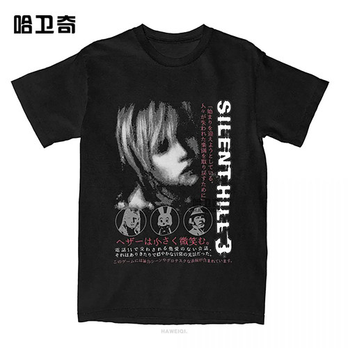 Silent Hill3 Shirt寂静岭游戏有趣的短袖T恤纯棉复古休闲衣服Tee