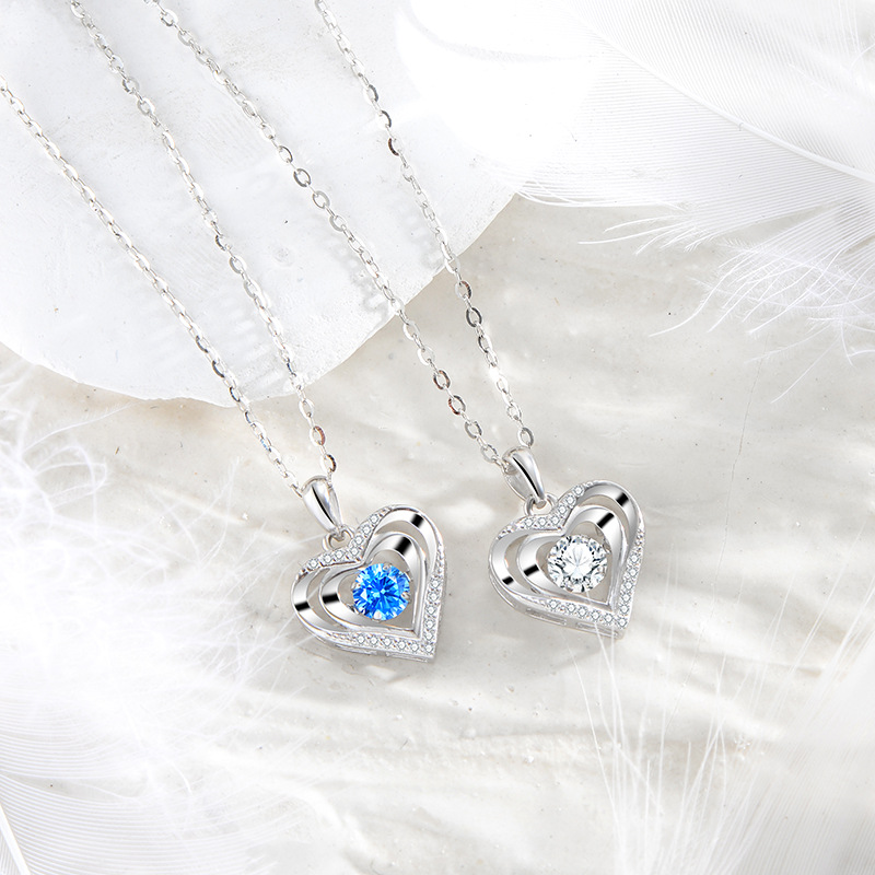 爱心灵动项链女s925纯银心形跳动的心同款送女友闺蜜礼物