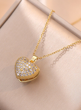项链女 日韩风网红小红薯爱心锆石气质桃心珍珠贝壳网红锁骨链