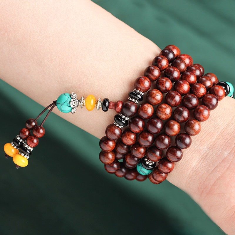 保真紫檀柳念珠手串108颗木质工艺品时尚文玩小众设计手链念珠