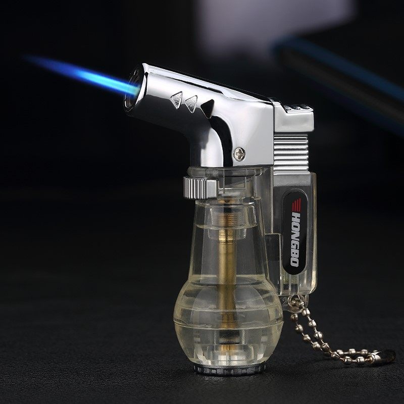 透明小焊枪充气直冲打火机喷火枪雪茄点烟器创意个性艾灸条点火器