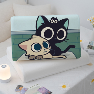 新款可爱罗小黑乳胶枕套套床上用品牛奶绒透气枕专用枕套40x60cm