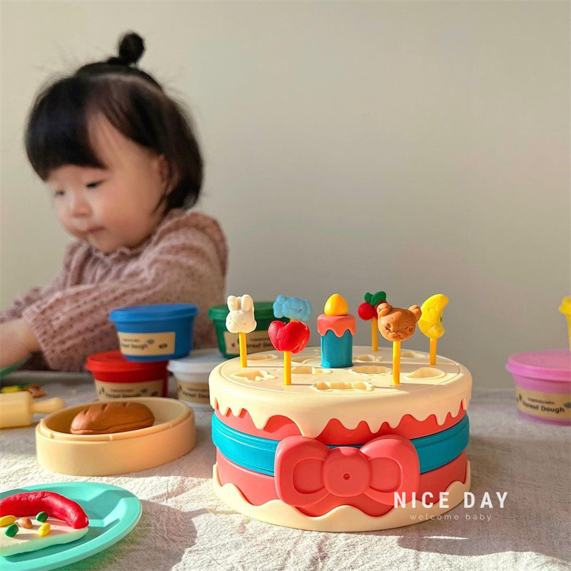 韩国ins儿童过家家厨房玩具仿真蛋糕机宝宝彩泥套装汉堡生日礼物