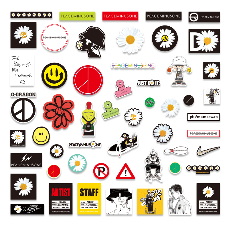 50枚苏新皓同款权志龙GD小雏菊个性潮牌贴纸平板行李箱贴画防水
