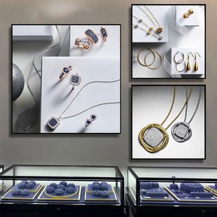 珠宝店装饰画商场专柜店背景墙奢侈品挂画戒指项链金银首饰壁画