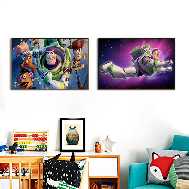巴斯光年装饰画迪尼玩具总动员挂画儿童房主题餐厅酒店房间壁画