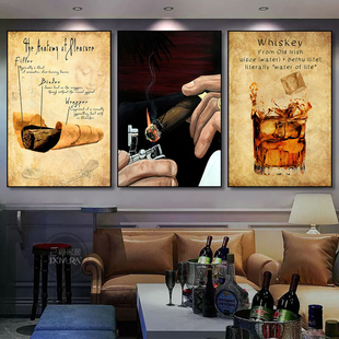 雪茄吧挂画复古美式工业风酒吧壁画音乐餐厅KTV包厢清吧装饰画